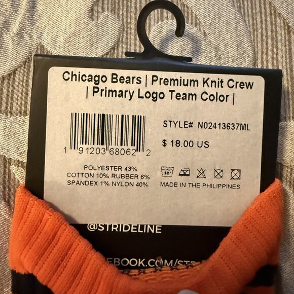 Lot of 2 Strideline Crew Socks Chicago Bears NEW Mens M/L Size 8-12 NFL Football - Picture 4 of 4